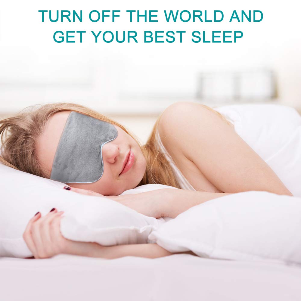 Weighted Eye Mask Pillow Adjustable Strap Blackout Eyeshade Luxury Plush Fabric Soft Breathable Cotton and Premium Glass Beads for Travel Nap