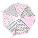 ALLHEARTDESIRES Pink & Gray Vintage Floral Hanging Pennant Bunting Wedding Banner Garland for Kids Teepee Tent Girl Baby Shower Birthday Nursery Decoration