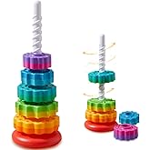 CAPT.GOOSE Rainbow Spinning Toy, Stacking Toy for Toddlers 1-3, Educational Montessori, Developmental Baby & Toddler, Autism Sensory, Gifts for One Year Old Girl Boy