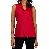Kasper Women's Sleeveless TIE Front Blouse, FIRE RED