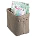 mDesign Fabric Storage Basket with Internal Coating and Structured Design (Pack of 2) - Ideal Makeup Storage - Practical Cotton Storage Box with Handle for Bathroom - Brown