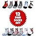 Disney Baby Boys Mickey Mouse Assorted Color Design 12 Pair Socks Set, Age 0-24 Months (12-24 Months, White-Blue-Grey Collection)