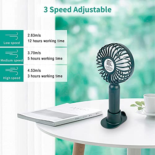Nagaros Mini Handheld Fan, Silent Portable USB Fan With 2000mAh Rechargeable Battery, Small Personal Desk Fan for Home Office Indoor Outdoor Traveling (DarkSlateGray)