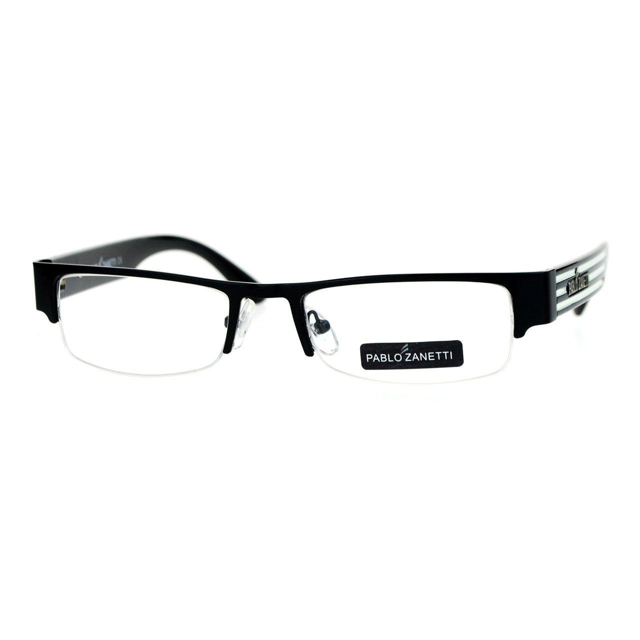 Pablo Eyeglasses Rectangular Half Rim Clear Lens Glasses Black White Buy Online in