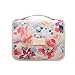 Portable Waterproof Travel Makeup Bag - Lady Color Foldable Organizer Travel Cosmetic Toiletry Bathroom Beach Bag for Women/Men, Shaving Kit with Hanging Hook for vacation (Summer Flower)