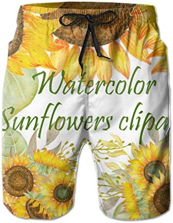 水着 メンズ サーフパンツ 海水パンツ ボードショーツ 海パン ひまわり 葉 英文字 ビーチパンツ スイムショーツ メッシュインナー 通気 速乾 おしゃれ人気 ボーダー 短パン 水陸両用 旅行 ビーチ 普段着スイムウェア