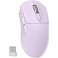 MAMBASNAKE Attack Shark X3 Wireless Gaming Mouse, 49g Ultralight, PixArt PAW3395 26000 DPI, Bluetooth/2.4Ghz /Wired Tri-Mode, 200Hrs Rechargeable Battery, Kailh GM8.0 Switch for PC/MAC/Win - Purple