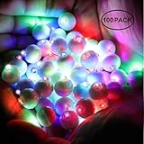 Neo LOONS 100pcs/lot 100 X Multicolor Round Led Flash Ball Lamp Balloon Light Long Standby Time for Paper Lantern Balloon Light Party Wedding Decoration, White Case [Update Version]