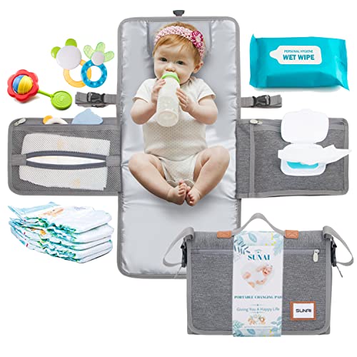 Portable Diaper Changing Pad with Padded Head Rest, Compact Travel