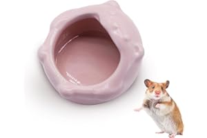 LuckyOpt Small Ceramic Pet Hamster Bowl, Easy to Clean Anti Flipping Small Animal Bowls, Hamster Food and Water Bowl for Golden Bears, Rabbits, Hedgehogs, Dutch Pigs, Parrots (Pink)