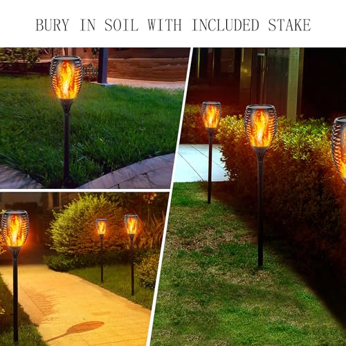 I-SHUNFA 96 LED Solar Lights Outdoor Garden,43 inch Tall Solar Torch Flickering Dancing Flame Lights with 3 Modes,IP65 Waterproof Auto ON/Off Landscape Decorations for Pathway,Patio,Yard