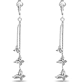 Aloha Earrings Clay Roses & Plumeria, Dangling Multi-leaves, Victorian Filigree Wood, Rhinestone & Glass Butterflies, Fabric Flower Hoops, Clip-on Earrings for Women…