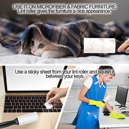 Lint Roller Pet Hair Remover 8 Pack - Extra Sticky Lint Rollers Refill for Clothes, Car Seats, Food Particles and etc