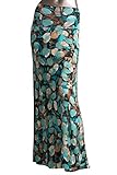 Womens Poly Span Fold-over Printed Maxi-skirt Plus & Regular Sizes