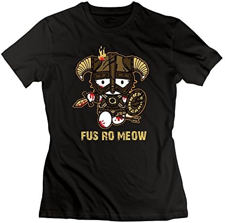 Women's Fus Ro Meow Short Sleeve T-shirts Black