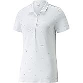PUMA GOLF Women's Standard Cloudspun H8 Golf Polo, Bright White-Navy Blazer, Small