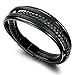 Jstyle Braided Leather Bracelet for Men Bangle Wrap Stainless Steel Magnetic-Clasp 8.5 Inch Black