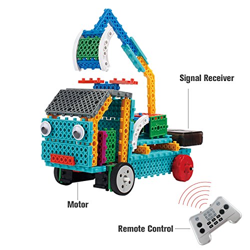 Geekper 4 in 1 Remote Control Building Kits for Kids - RC Car Machines Construction Set - Building Blocks Build Robot Kit (127PCS)