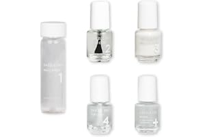 Dazzle Dry Mini Kit 4 Step System - Poised, a semi-sheer iridescent, stark white with subtle pink iridescent shimmer. (5 Piece Kit / 5 Manicures)