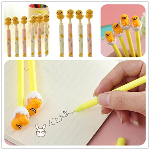 Gbell Novelty Cute Lazy Egg Gel Ink Pen,Kids Refills Stationery School Office Supplies 5Pcs Yellow (Yellow) - Thumbnail 6