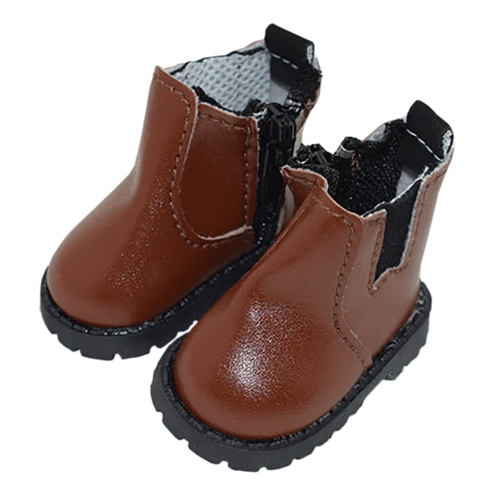 niannyyhouse Leather Shoes Length 5.5cm Suitable for 1/6 BJD 8in 20cm Plush Doll (Dark Brown)