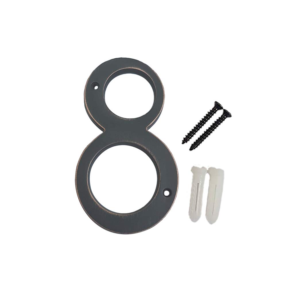 QCAA Traditional Heavy Solid Brass House Number 8, 6", Venetian Bronze, 1 Pack, Made in Taiwan