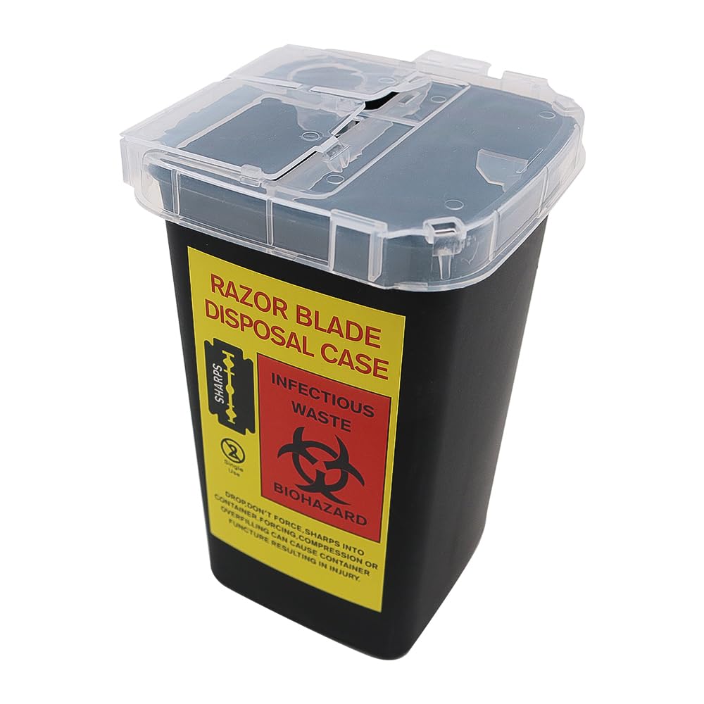 ieron Needle Container - 1 Litre Tattoo Medical Plastic Sharps Container for Safe Disposal (Color: Black)