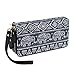 Bohemian Purse Wallet Canvas Elephant Pattern Handbag with Coin Pocket and Strap
