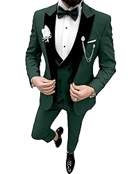 Wangyue Dark Green Tuxedo for Men Slim Fit 3 Piece