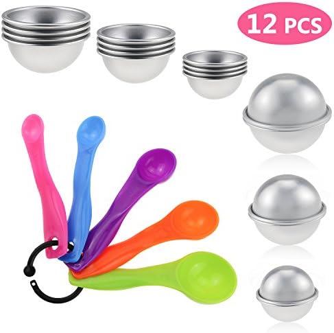 Zexuan Bath Bomb Mold, 12 PCS DIY Round Bath Bomb kits in 3 Size with BONUS 5 Pcs Spoons Homemade Soap Making Kits Balls Mold Set for Crafting Your Own Fizzle