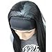 Aimole Long Straight 3/4 Women's Wigs Hair Piece Synthetic Hair with Black Headband(1-Black)