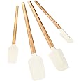Silicone Spatula Set, Food Grade Rubber Spatula-4 Piece Nonstick Off-White Rubber Spatulas, Spoonula, Jar Scraper for Cooking, Baking, Mixing, Frosting - Heat Resistant Up to 600°F（Dishwasher Safe ）