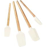 Silicone Spatula Set, Food Grade Rubber Spatula-4 Piece Nonstick Rubber Spatulas, Spoonula, Jar Scraper for Cooking, Baking, Mixing, Frosting - Heat Resistant Up to 600&deg;F (4 Pcs Spatula Off-White)