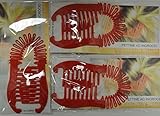 3 sets of Interlocking Banana Combs Hair Clip French Side Comb Holder 80's 90's Soft and Bendable Plastic Updo Hair Clip (Red)