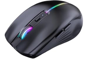 Wireless Bluetooth Mouse, Small RGB Backlit LED Mice Three Modes (Bluetooth 5.0/4.0 + USB) Rechargeable with USB Receiver for
