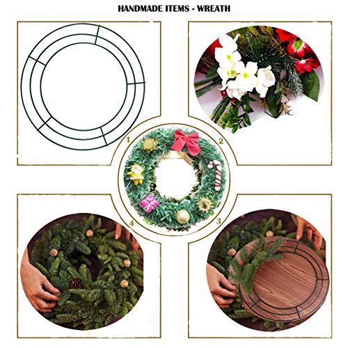 NimJoy 5 Pack Green Wire Wreath Ring Metal Floral Wreath Frame for Christmas New Year Wedding Holidays Valentines Garden Yard Home Party Decorations (8 Inches) - Thumbnail 4