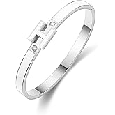 Hothink H Bracelets for Women,H Bangle Bracelets,Dainty 18K Gold Plated Bracelet,Easter Christmas Mothers Day Gifts for Womens