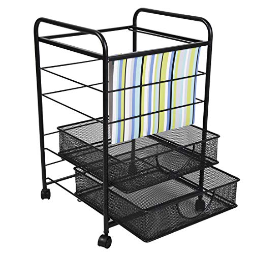 3 Layer Storage Cart Organizer 2 Drawers Mesh Cabinet Wheels Rolling File Cart Office Home Collection Box