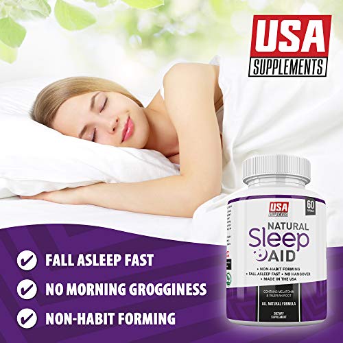 image for Natural Sleep Aid Pills for Adults Extra Strength | Herbal Melatonin, 