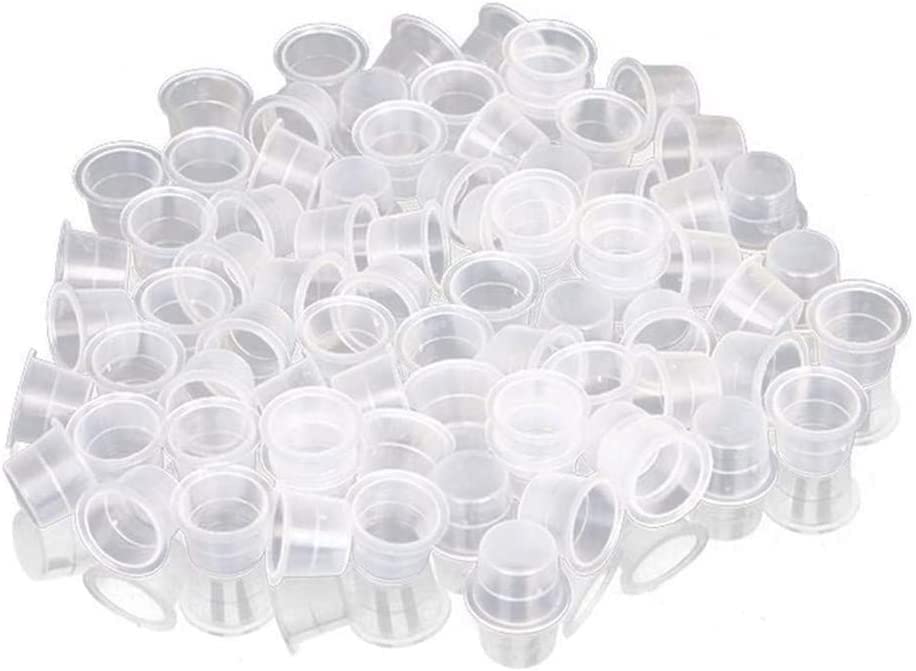 PIQIUQIU 100 Pieces Tattoo Ink Cap Cup Pot Medium Large Plastic Microblading Pigment Accessory Holder for Tattoo Machine, Tattoo Accessories, Tattoo Needles, Tattoo Kits (13 mm)