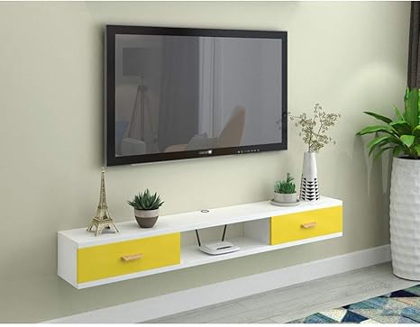 JALAL An der Wand montiertes TV-Regal Holz, 2-stufige schwimmende TV