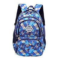 KaixinRoom Teen Girls School Backpack Geometric Pattern Bookbag for Students (Blue, Large (12.9"L x 9.4"W x 18.9"H))