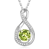 GEMLANTO 925 Sterling Silver Birthstone Necklace for Women Infinity Necklaces Birthday Anniversary Fine Jewelry Gifts for Mother Women, Adjustable Chain