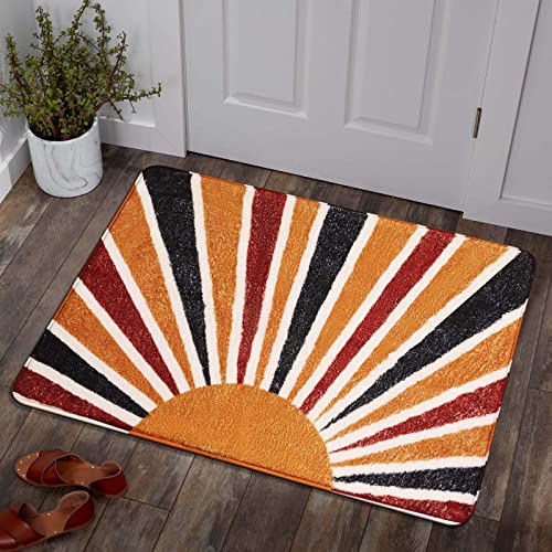 Lahome Boho Entryway Rug - 2x3 Small Throw Kitchen Rugs Non-Slip Washable Bedroom Rugs Rainbow Sun Print Kids Nursery Rug Colorful Accent Distressed Doormat Floor Carpet for Bathroom Laundry Room