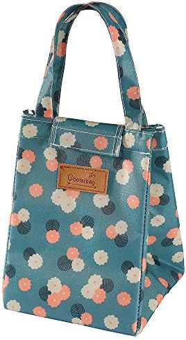 Insulated Lunch Bags, Arricastle Tote Bag Oxford Cloth Aluminum Foil Padded Cooler Lunch Box Fresh Bottle (Blue floral)