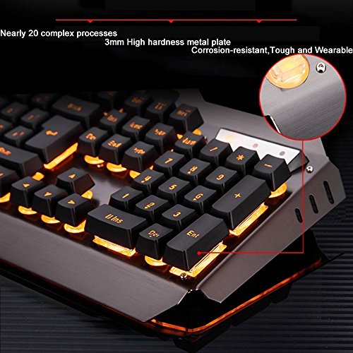 LexonElec Technology Keyboard Mouse Combo Gamer Wired Orange Yellow