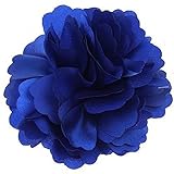 Tinksky 2-in-1 Beautiful Satin Peony Flower Style Women Girls Hair Clip Hairpin Brooch (Royal Blue)