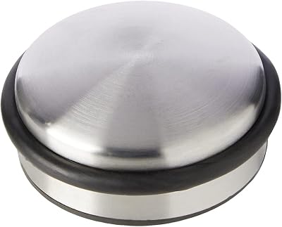 Select Hardware 1.2kg Heavy Door Stop Satin Nickel Rubber Buffer 10cm