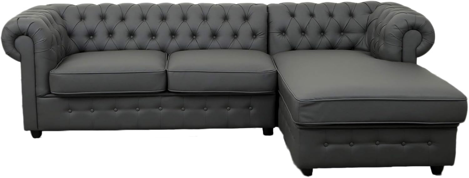 Abreo Chesterfield L Shaped Corner Sofa Settee PU Faux Leather Linen