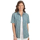 Collections Etc Women's Star Print Button Down Shirt
